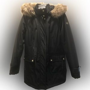 Kensie Hooded Parka, Faux Fur Hood